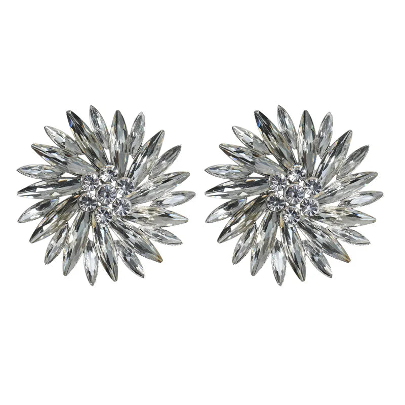 Rhinestone Sunshine Flower Big Stud Earrings
