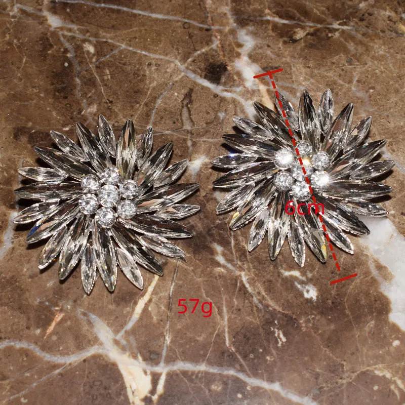 Rhinestone Sunshine Flower Big Stud Earrings