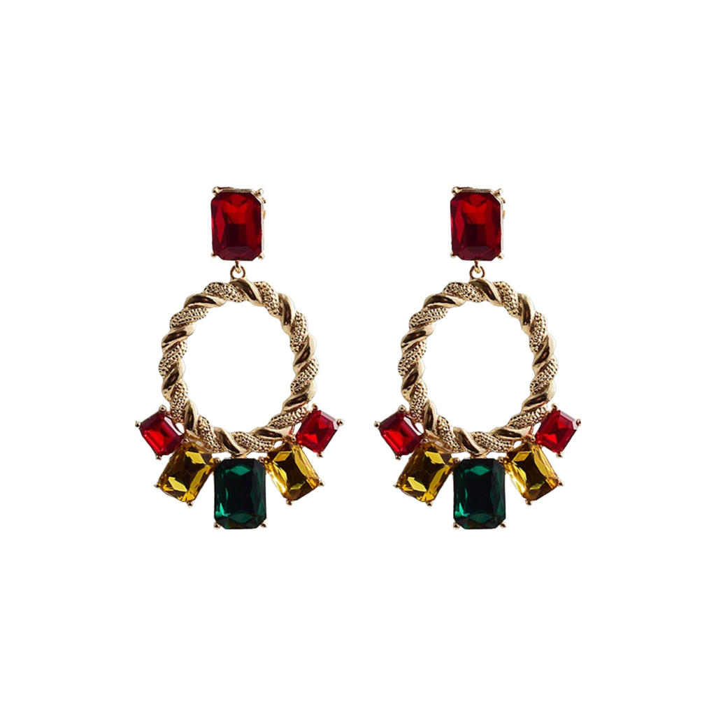 Pre Order:  Bejeweled Twisted Loops Drop Earrings