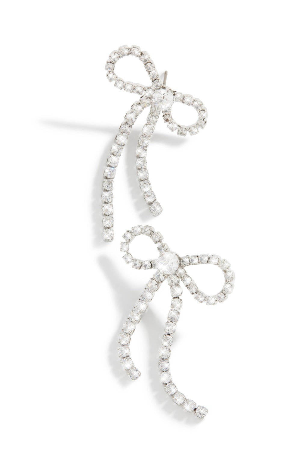 Cassia Embellished Bow Tie Earring - Silver