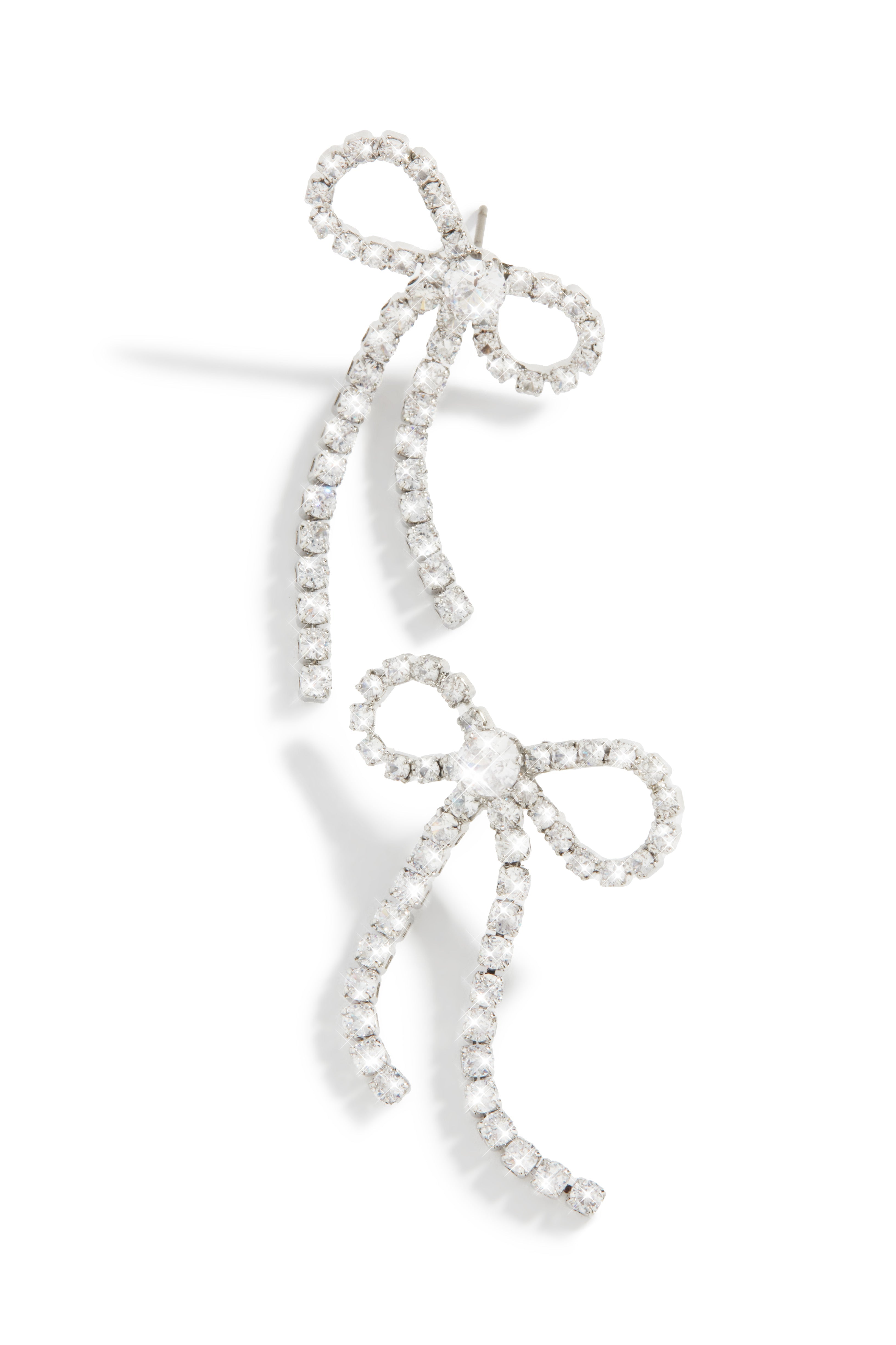 Cassia Embellished Bow Tie Earring - Silver