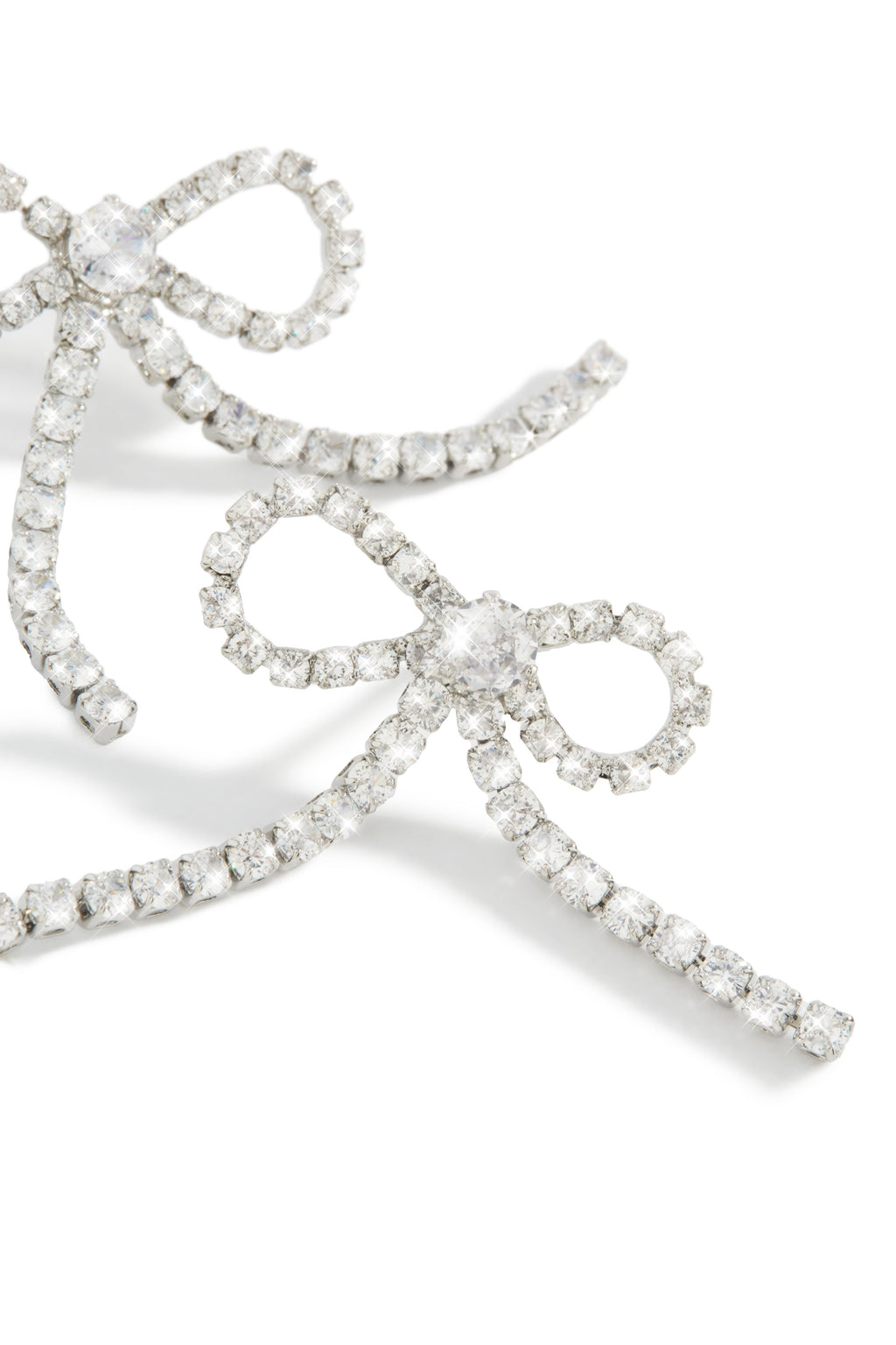 Cassia Embellished Bow Tie Earring - Silver