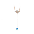 925 Sterling Silver Water Drop Zircon Pendant Eye Necklace