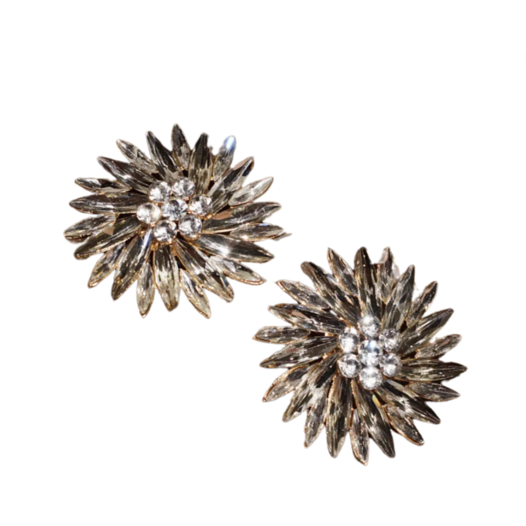 Rhinestone Sunshine Flower Big Stud Earrings