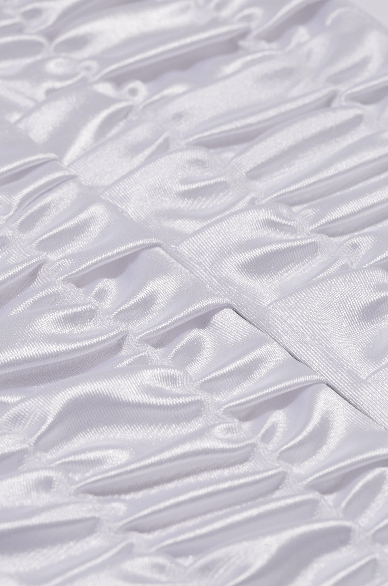 Deya Ruched Satin Gloves - White