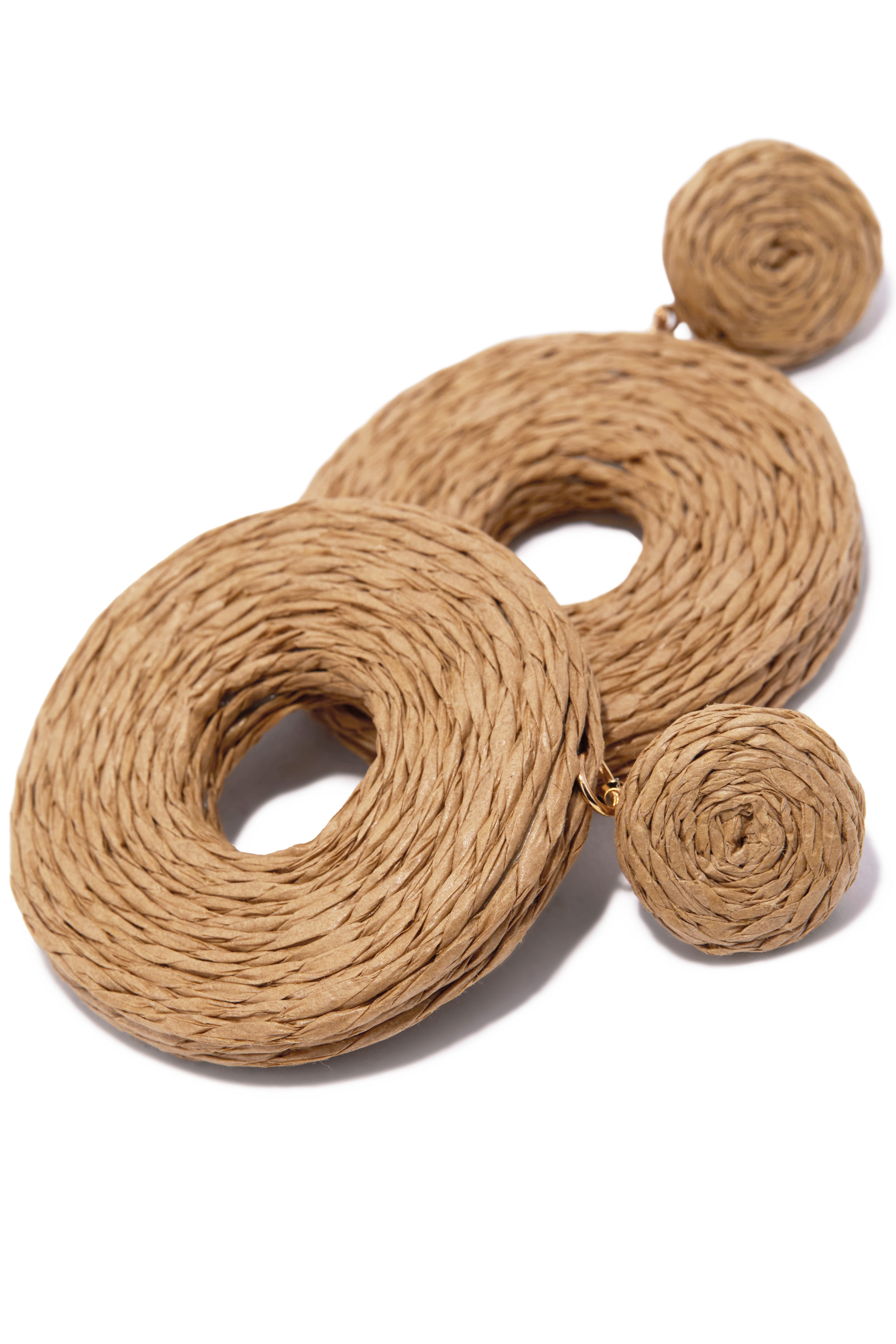Calissa Woven Statement Earring - Tan